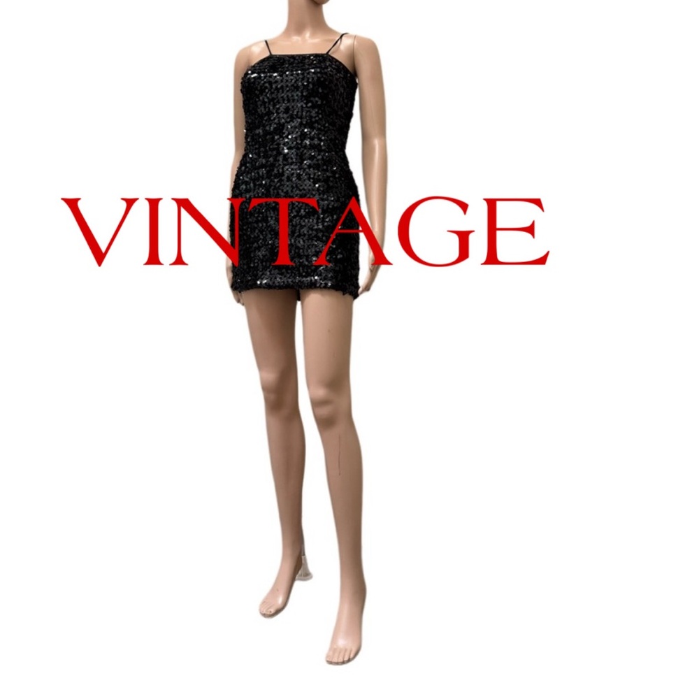 VINTAGE Black sequin mini dress